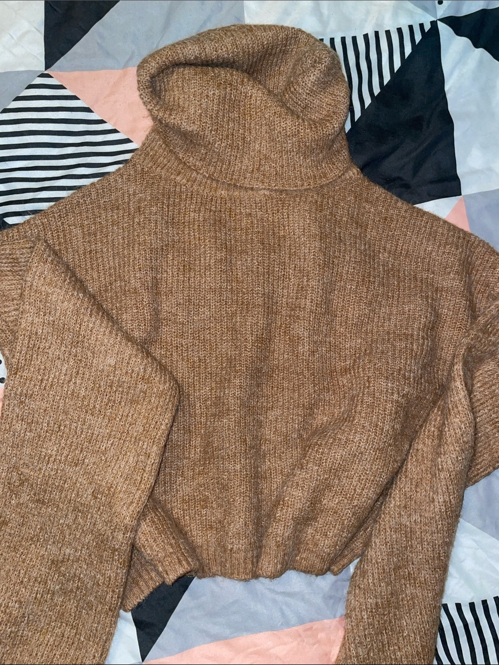 wild fable Cropped Turtleneck Sweater in Warm Brown